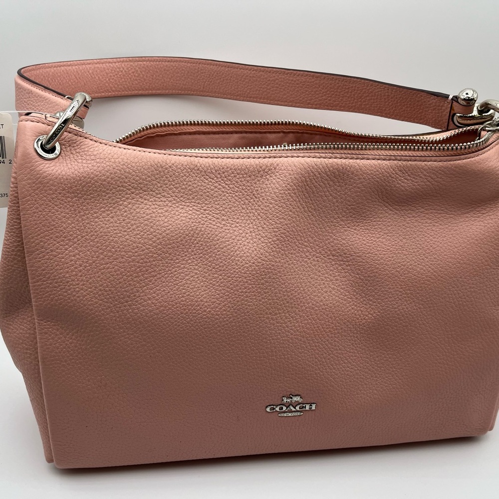 Coach Pink Leather Shoulder Bag with Silver Accents